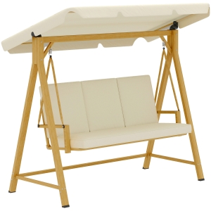 Outsunny Balansoar de Grădină 3 Locuri cu Acoperiș și Perne 195x120x170cm Bej
