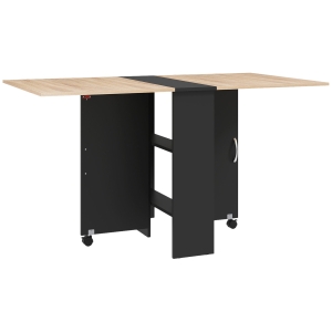 HOMCOM Folding Drop Leaf Dining Table Oak & Black 2-Tier