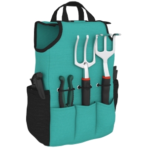 Outsunny Conjunto de Ferramentas para Jardim de 9 Peças Ferramentas de Jardinagem com Tesouras de Podar com Bloqueio e Bolsa Verde e Preto