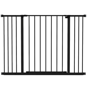 PawHut Hondenafschermingshek, Uitbreidbaar, Klemmontage, Staal, 76-107 x 76 cm, Zwart