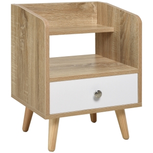 HOMCOM Comodino Salvaspazio Mobiletto con Cassetto e Mensola in Legno 37x30x48cm