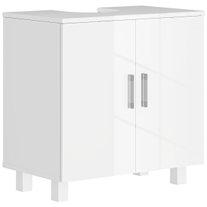 HOMCOM Móvel para Lavatório Pousar com 2 Portas de MDF 2 Prateleiras e Sistema Anti-Tombo para Casa de Banho 60x35x60 cm Branco
