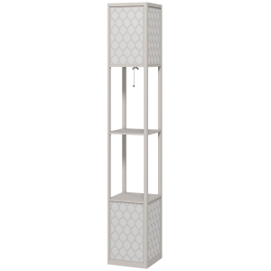HOMCOM Lampadaire étagère 2 lampes 2 étagères 4 niveaux MDF gris motif nid d'abeille 26 x 26 x 156 cm gris