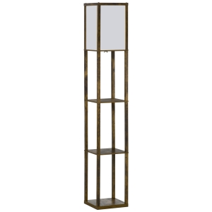 HOMCOM 3-Tier Floor Lamp, Floor Light with Storage Shelf, Reading Standing Lamp with Acrylic Shade for Living Room, Bedroom, Kitchen, Dining Room, Office, Dorm, 160cm, Brown