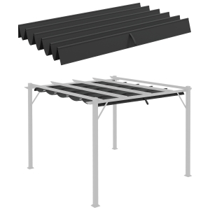 Outsunny Copertina retractabila pentru pergola, Copertina de rezerva din material textil pentru pergola de 3 x 3 (m), gri inchis