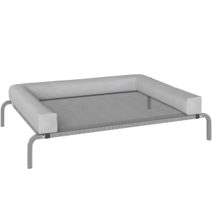 PawHut Cama Elevada para Perros Refrescante con Refuerzos Extraíbles Malla Transpirable y Marco de Acero 110x75x30 cm Gris