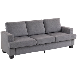 HOMCOM 3-osobowa sofa, sofa do salonu dla 3 osób, pokrycie z tkaniny, stalowa rama, tapicerowana sofa, Szary