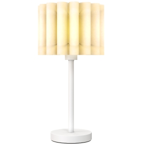 HOMCOM Lampa biurkowa w stylu retro, Lampa nocna, Plastikowy klosz, Przełącznik, Biała