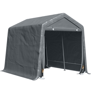 Outsunny Abri de jardin tente de stockage 2 portes zippées cadre métallique 280 x 240 x 240 cm gris foncé