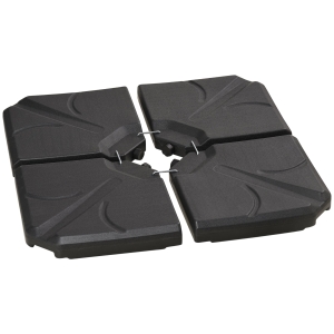 Outsunny Base para Chapéu de Sol de 4 Peças Recarregável com Areia 72 kg ou Água 56 kg para Jardim Pátio ou Terraço Preto