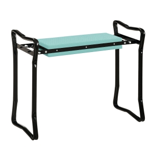 Outsunny Tabouret de Jardin Pliable agenouilloir de Jardin siège Jardinage avec Coussin Acier EVA Noir Vert