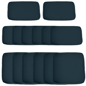 Outsunny Lot de 14 Housses de Rechange Coussins Salon de Jardin - 6 Housses Coussin d'assise, 8 Housses Coussin Dossier Bleu