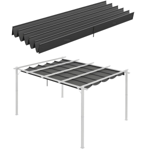Outsunny Toile Toit Pergola Rétractable 4x3m Gris