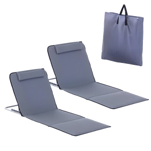 Outsunny Tapis Plage 2Pcs Rembourré Gris Sac Transport