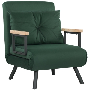 HOMCOM Velvet Single Chair Bed 4-in-1 with Pillow Green