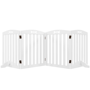 PawHut Barreira de Segurança para Cães Pequenos e Médios 207,5x30x61 cm Dobrável com Pés Amovíveis para Escada Corredor Branco