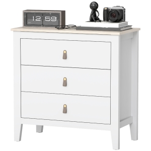 HOMCOM Commode 3 Tiroirs Contemporaine 80x40x78,5cm Blanc