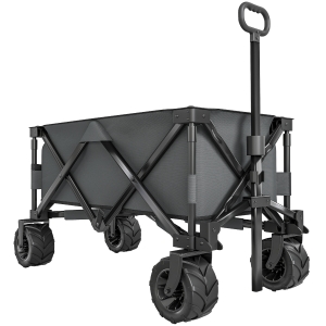 Outsunny handkar opvouwbare handkar 360° tuinwagen transportwagen met telescopisch handvat in hoogte verstelbare handgreep strandwagen metaal Oxford donkergrijs 108 x 53 x 59-89 cm