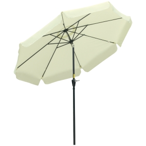 Outsunny Parasol de Jardín de Aluminio Ø266x248,5 cm con Ángulo Ajustable Protección UV50+ Techo de Ventilación y Manivela Beige