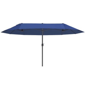 Outsunny Ombrellone da Giardino Doppio con Apertura a Manovella, Acciaio e Poliestere, 460x270x240 cm, Blu