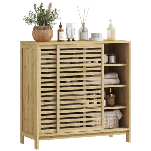 HOMCOM Armadio da Bagno 80x34x80 cm Legno Naturale
