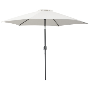 Outsunny Parasol droit parasol inclinable de jardin balcon terrasse manivelle toile polyester imperméabilisée haute densité 180 g/m² Ø2,6 x 2,35H m aluminium crème