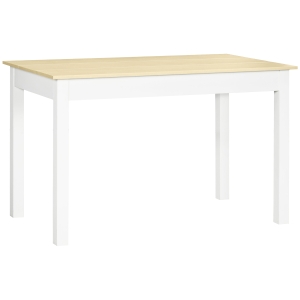 HOMCOM Dining Table for 4 to 6, 120L x 70W x 75Hcm, Modern Kitchen Table with Wood Effect Tabletop, Thick Legs, for Dining Room, Kitchen, Living Room, Oak