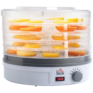 HOMCOM 5 Tier Food Dehydrator, 245W Food Dryer Machine with Adjustable Temperature Control for Drying Fruit, Meat, Vegetable, Jerky and Pet Treat, White