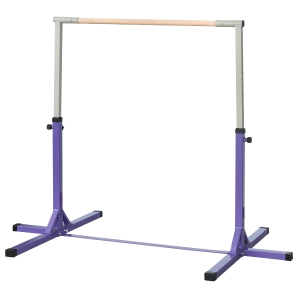 HOMCOM Barra de Gimnasia para Niños +3 Años Barra de Entrenamiento Altura Ajustable 92-150 cm Carga 75 kg 194x121x150cm Violeta