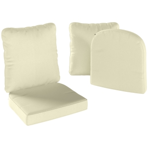 Outsunny Ensemble de 2 coussins d'assise avec dossier, coussin d'assise et de dossier extérieur et intérieur, crème