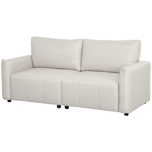 HOMCOM Canapé 3 places, accoudoirs et dossier rembourrés, canapé en tissu aspect lin crème