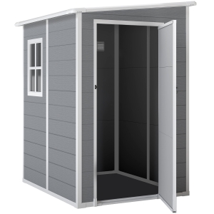 Outsunny Abri de jardin 1,54 m² pour outils porte verrouillable, aération et fenêtre dim. 122L x 149l x 192/177H cm, gris