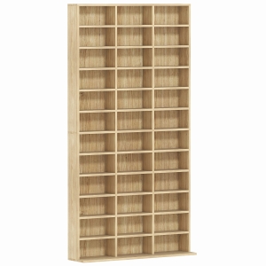HOMCOM CD Storage Unit with Adjustable Shelves, 102 x 195 cm, Oak Tone