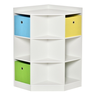 HOMCOM Scaffale per Bambini a 3 Cassetti in Tessuto non Tessuto e MDF, Bianco