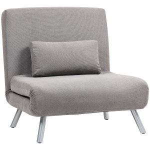 HOMCOM Velvet-Feel Chair Bed Single - Grey