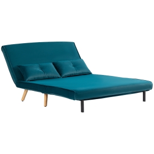 HOMCOM 2-osobowa sofa rozkładana, łóżko sofa, transformowalna kanapa, regulowane oparcie, materiał obiciowy, stalowy stelaż, zielona