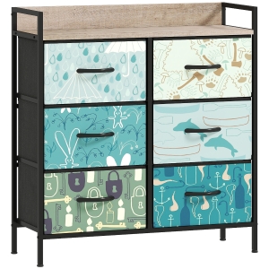 HOMCOM 6-Drawer Chest Blue