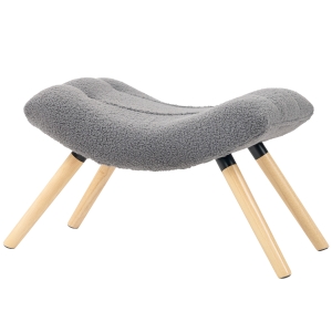 HOMCOM Nowoczesny podnóżek z materiałem Fleece i drewnianymi nogami, tapicerowany, do salonu, sypialni, korytarza, Ciemnoszary