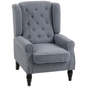HOMCOM Wingback Accent Chair Tufted Upholstered Grey