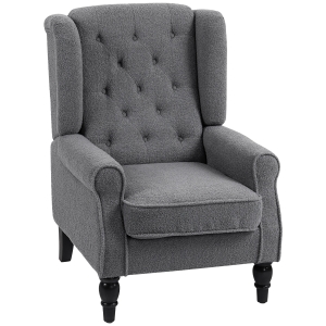 HOMCOM Wingback Tufted Accent Chair Retro Charcoal Grey