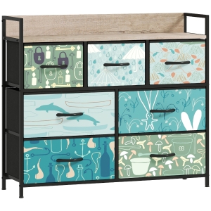 HOMCOM 7-Drawer Chest Blue
