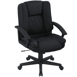HOMCOM Padded Office Chair Linen-Look Black