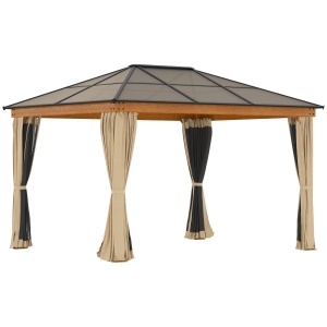 Outsunny Hardtop Gazebo 3x3.6m Aluminium Steel Khaki