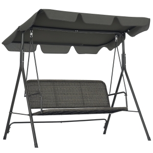 Outsunny Balansoar de Grădină cu 3 Locuri și Parasolar Reglabil, 167x112x153 cm, Gri Închis