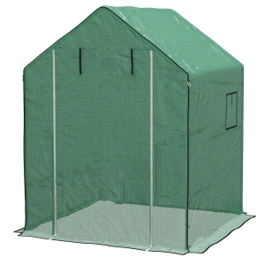 Outsunny Husă PE pentru Seră de Grădină cu Ușă cu Fermoar și Ferestre, 140x143x190cm, Verde