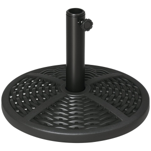 Outsunny Base per Ombrellone da Giardino Rotonda Effetto Rattan Ø45cm Peso da 9.5kg, Nero