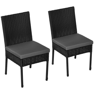 Outsunny Set of Two Rattan Garden Chairs - Black