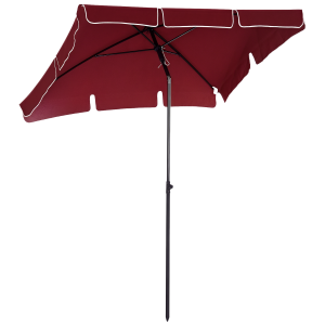 Outsunny Ombrellone da Giardino Rettangolare e Regolabile con Palo in Alluminio, 2x1.3x2.5 m, Rosso Vino