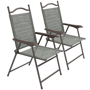 Outsunny Folding Garden Chairs Set of Two Dark Grey