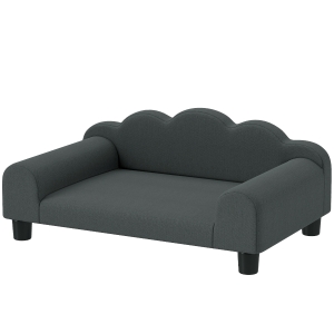 PawHut Hundesofa, Haustiersofa mit Rückenlehne und Armlehnen, atmungsaktiv, 66 x 42 x 28,5 cm, Dunkelgrau